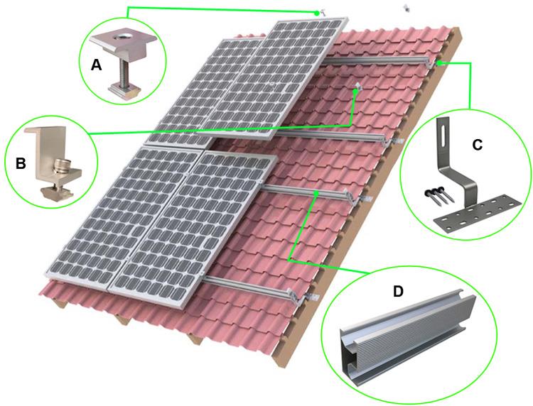 Telhado de telhado Solar Mount Rack.jpg Tile Roof Solar Mount Rack.jpg